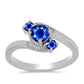Inel din Argint 925 ( 2.92 grame ) cu Safir Albastru Australian și Topaz Alb 1.11 Carate