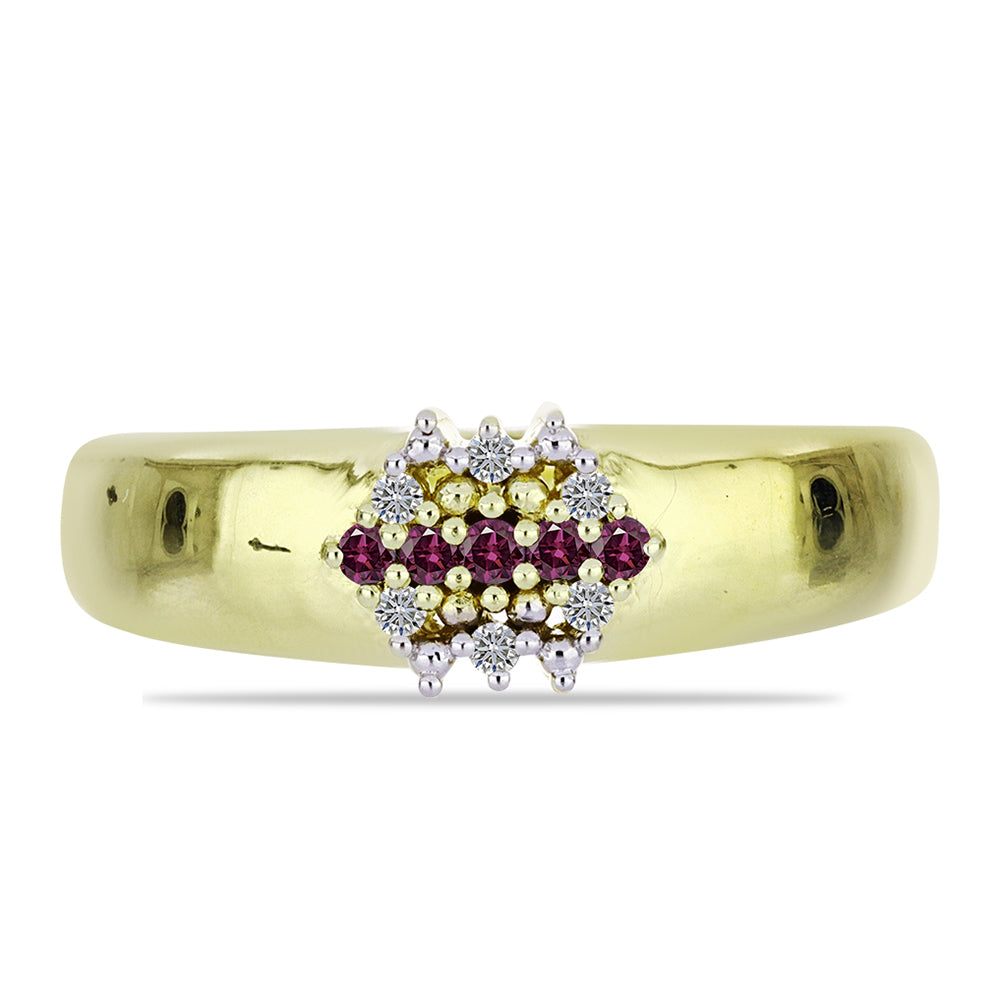Inel din Argint 925 Placat cu Aur ( 3.44 grame ) cu Diamant Violet și Diamant Alb 0.12 Carate