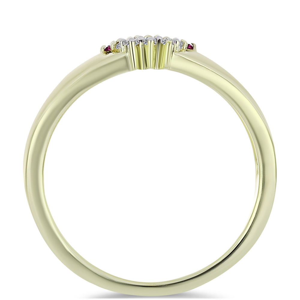 Inel din Argint 925 Placat cu Aur ( 3.44 grame ) cu Diamant Violet și Diamant Alb 0.12 Carate 2 