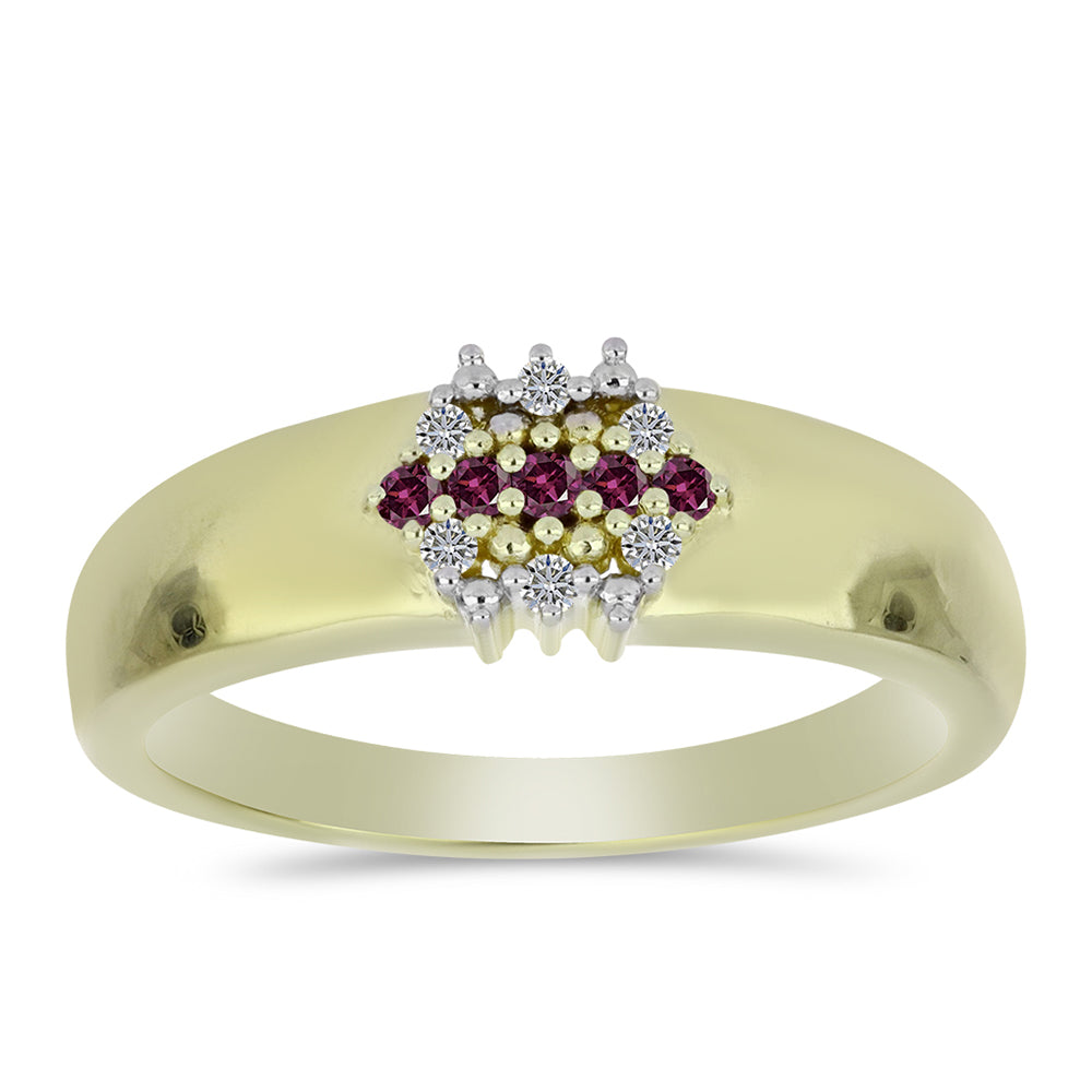 Inel din Argint 925 Placat cu Aur ( 3.44 grame ) cu Diamant Violet și Diamant Alb 0.12 Carate 3 