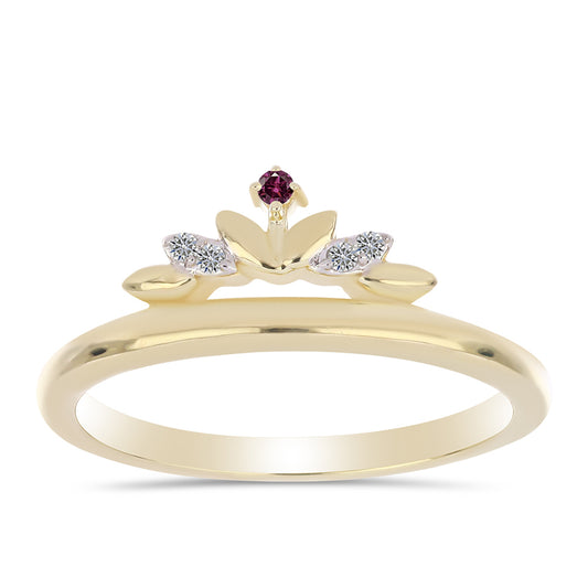 Inel din Argint 925 Placat cu Aur ( 2.12 grame ) cu Diamant Violet și Diamant Alb 0.04 Carate