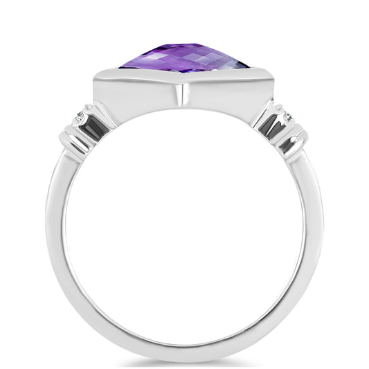 Inel din Argint 925 ( 2.54 grame ) cu Ametist Marocan și Topaz Alb 2.32 Carate