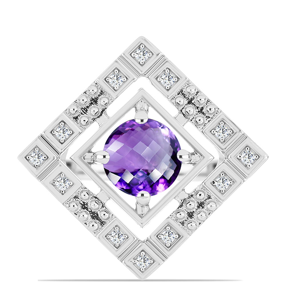 Inel din Argint 925 ( 4.52 grame ) cu Ametist Marocan și Topaz Alb 1.32 Carate
