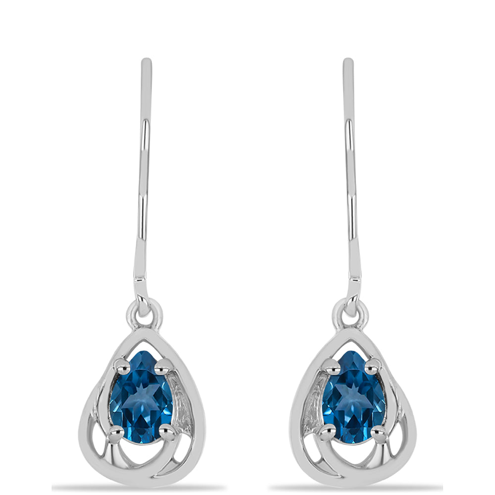 Cercei din Argint 925 ( 2.16 grame ) cu Topaz Albastru ”Londra” 0.83 Carate