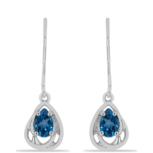 Cercei din Argint 925 ( 2.16 grame ) cu Topaz Albastru ”Londra” 0.83 Carate