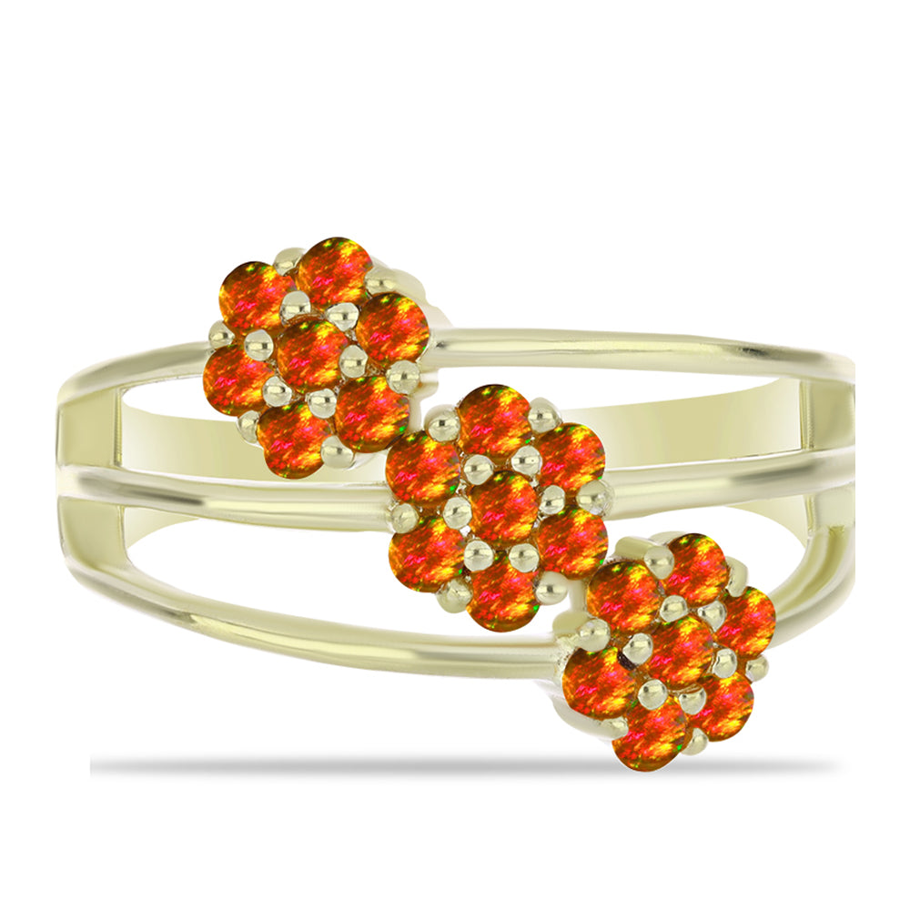 Inel din Argint 925 Placat cu Aur ( 3.98 grame ) cu Opal de Foc American 0.49 Carate