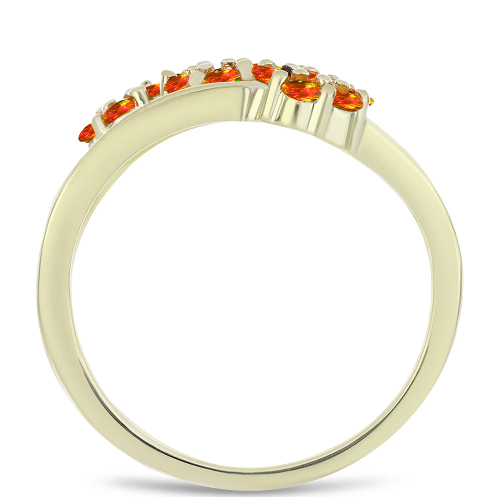 Inel din Argint 925 Placat cu Aur ( 3.98 grame ) cu Opal de Foc American 0.49 Carate 2 