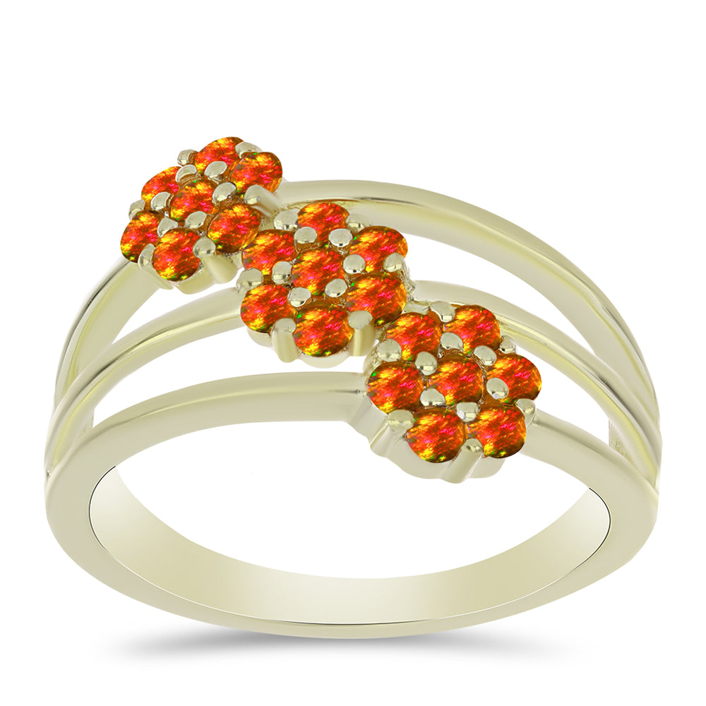 Inel din Argint 925 Placat cu Aur ( 3.98 grame ) cu Opal de Foc American 0.49 Carate