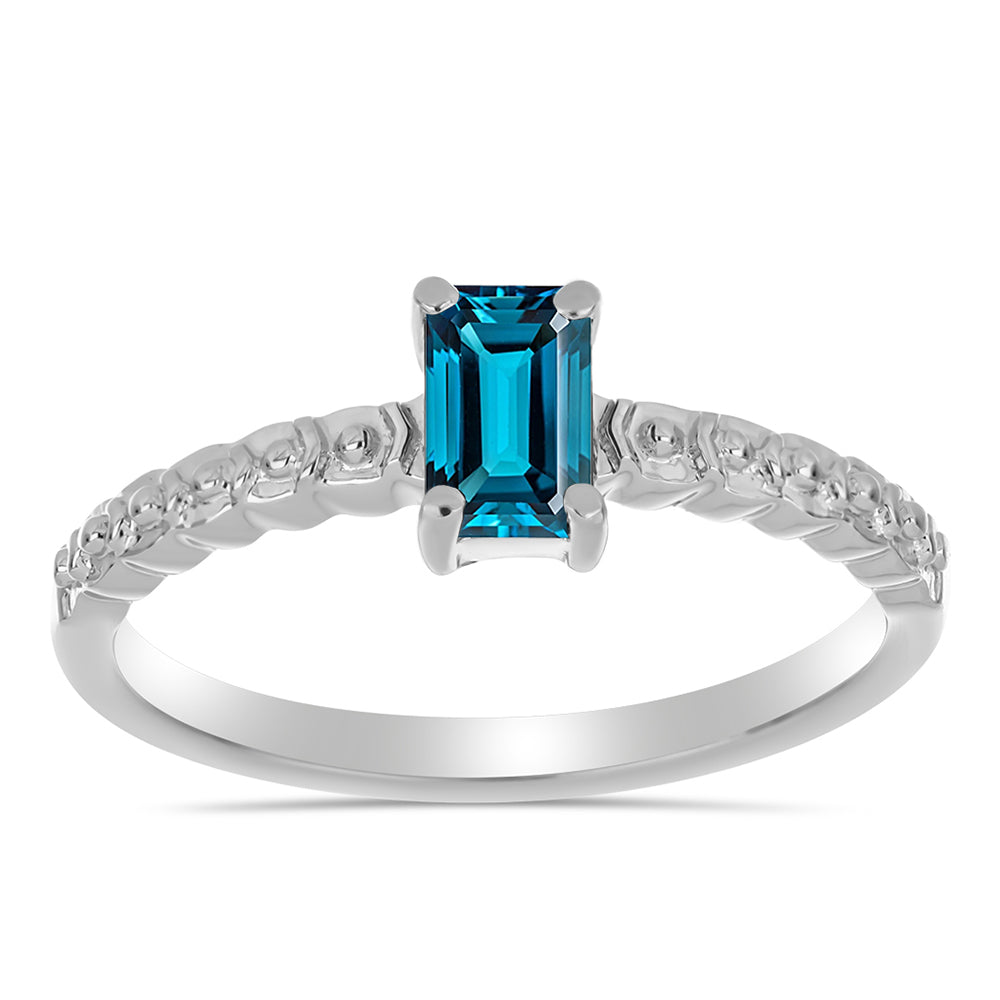 Inel din Argint 925 ( 2.18 grame ) cu Topaz Albastru ”Londra” 0.9 Carate 3 