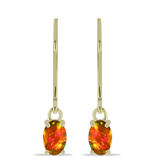 Cercei din Argint 925 Placat cu Aur ( 1.27 grame ) cu Opal de Foc American 0.56 Carate