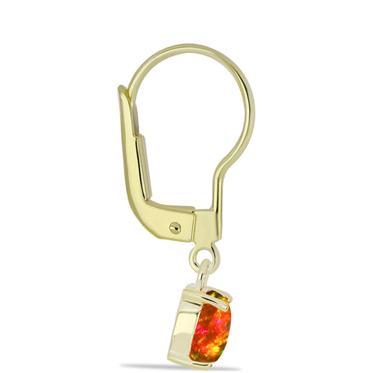 Cercei din Argint 925 Placat cu Aur ( 1.27 grame ) cu Opal de Foc American 0.56 Carate
