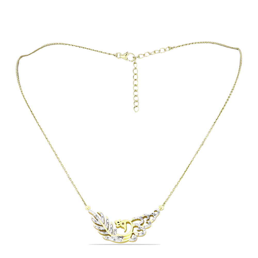 Colier din Argint 925 Placat cu Aur ( 6.88 grame ) cu Diamant de culoarea Șampaniei și Diamant Alb 0.14 Carate