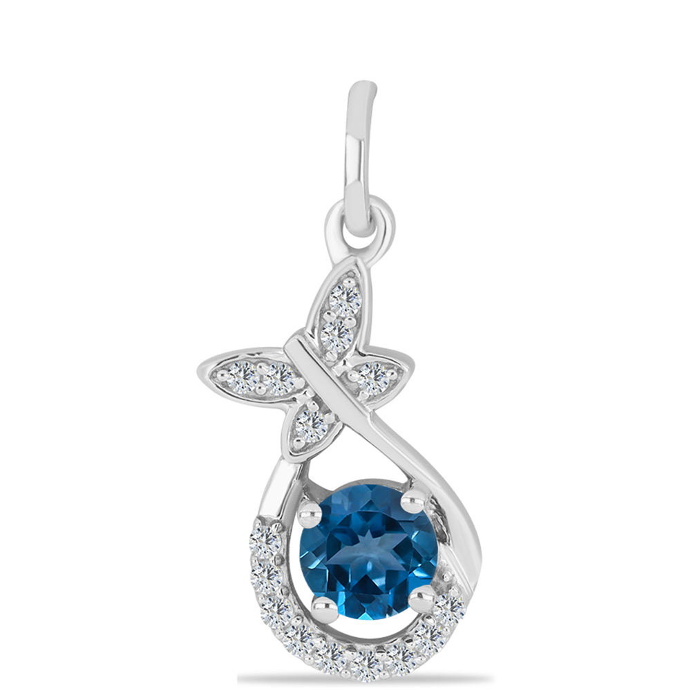 Pandantiv din Argint 925 ( 1.29 grame ) cu Topaz Albastru ”Londra” și Topaz Alb 0.68 Carate 1 