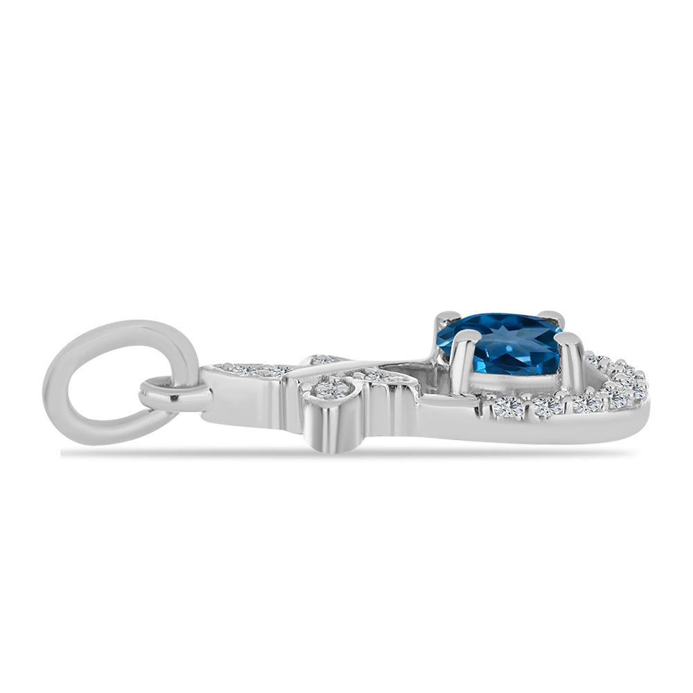 Pandantiv din Argint 925 ( 1.29 grame ) cu Topaz Albastru ”Londra” și Topaz Alb 0.68 Carate 2 