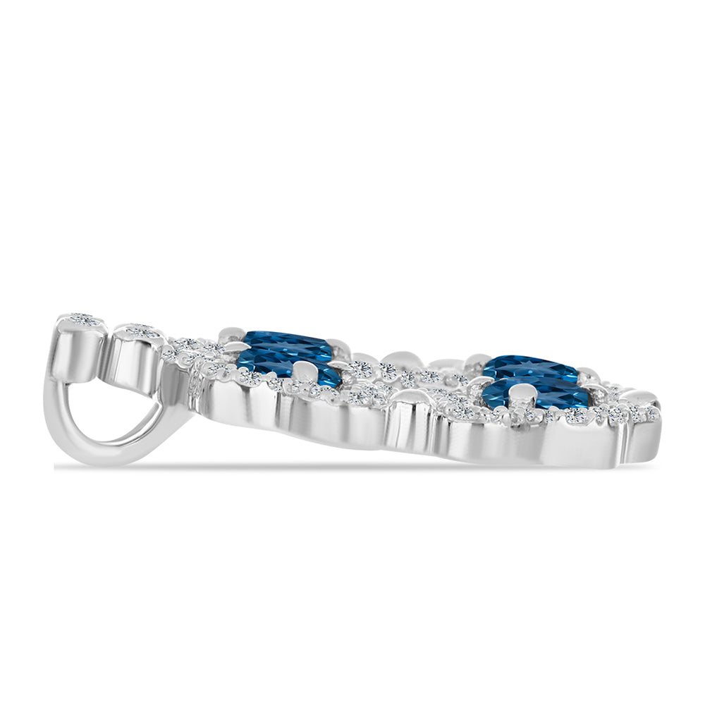 Pandantiv din Argint 925 ( 2.64 grame ) cu Topaz Albastru ”Londra” și Topaz Alb 1.3 Carate