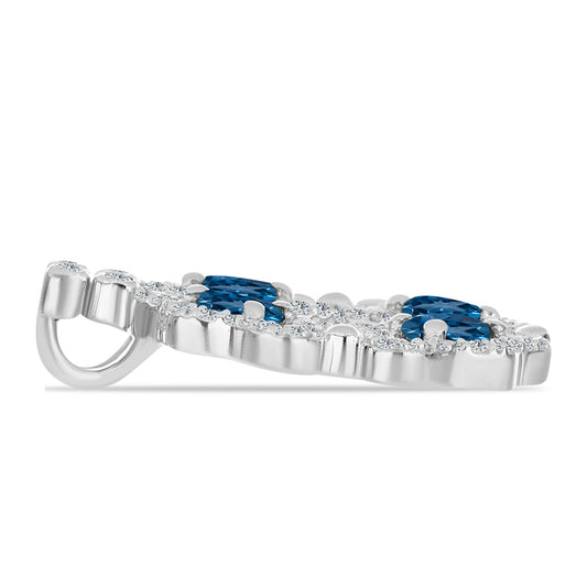 Pandantiv din Argint 925 ( 2.64 grame ) cu Topaz Albastru ”Londra” și Topaz Alb 1.3 Carate