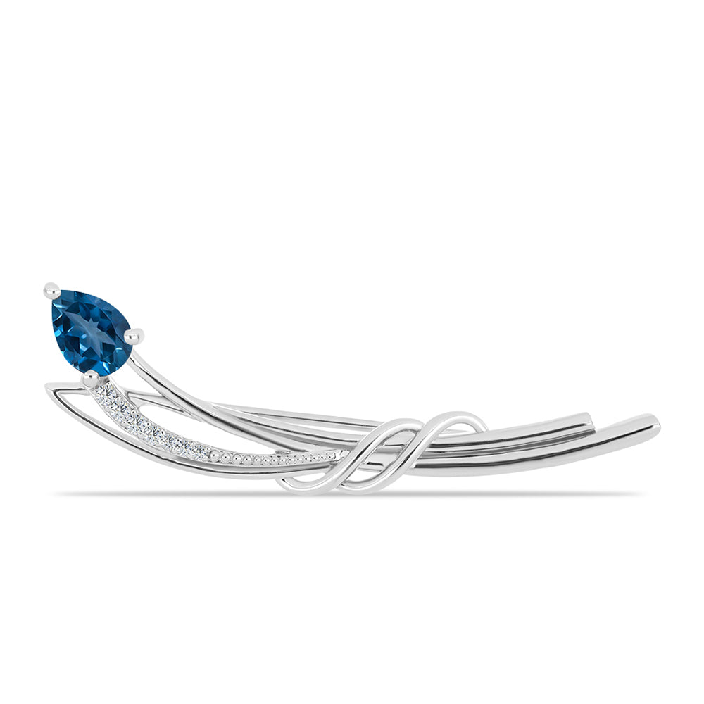 Broşă din Argint 925 ( 3.32 grame ) cu Topaz Albastru ”Londra” și Topaz Alb 0.86 Carate 1 