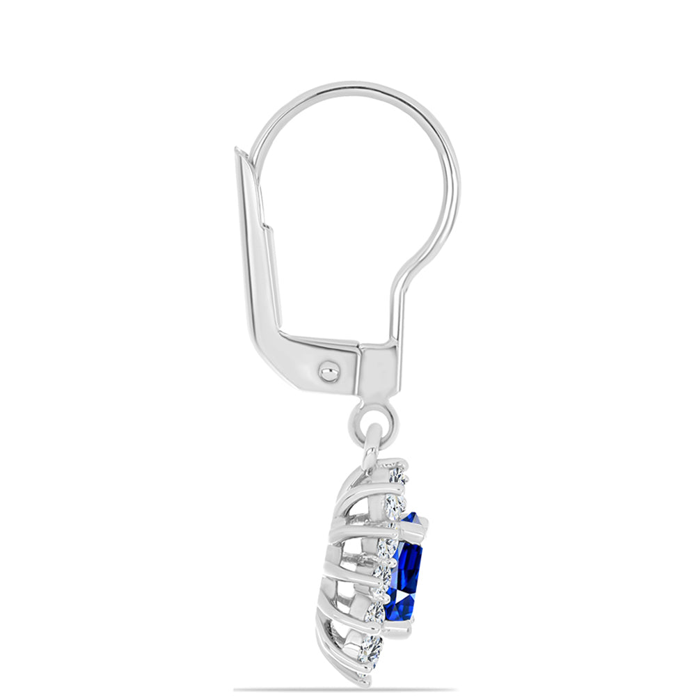 Set din Argint 925 ( 5.05 grame ) cu Safir Albastru Australian și Topaz Alb 4.95 Carate ( Cercei+Inel+Pandantiv )