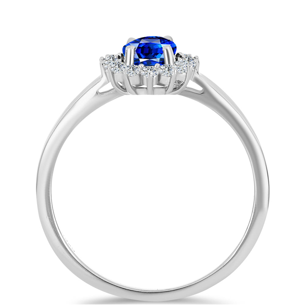 Set din Argint 925 ( 5.05 grame ) cu Safir Albastru Australian și Topaz Alb 4.95 Carate ( Cercei+Inel+Pandantiv ) 6 