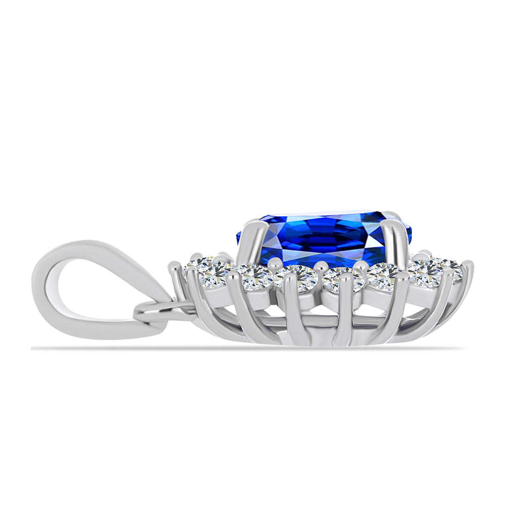 Set din Argint 925 ( 5.05 grame ) cu Safir Albastru Australian și Topaz Alb 4.95 Carate ( Cercei+Inel+Pandantiv )