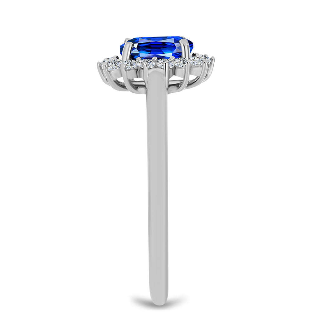 Set din Argint 925 ( 5.05 grame ) cu Safir Albastru Australian și Topaz Alb 4.95 Carate ( Cercei+Inel+Pandantiv ) 9 