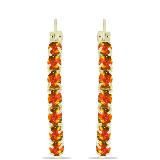 Cercei din Argint 925 Placat cu Aur ( 6.34 grame ) cu Opal de Foc American 2.95 Carate
