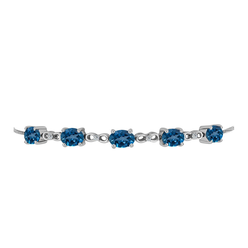 Brățară din Argint 925 ( 4.55 grame ) cu Topaz Albastru ”Londra” și Topaz Alb 4.59 Carate 2 