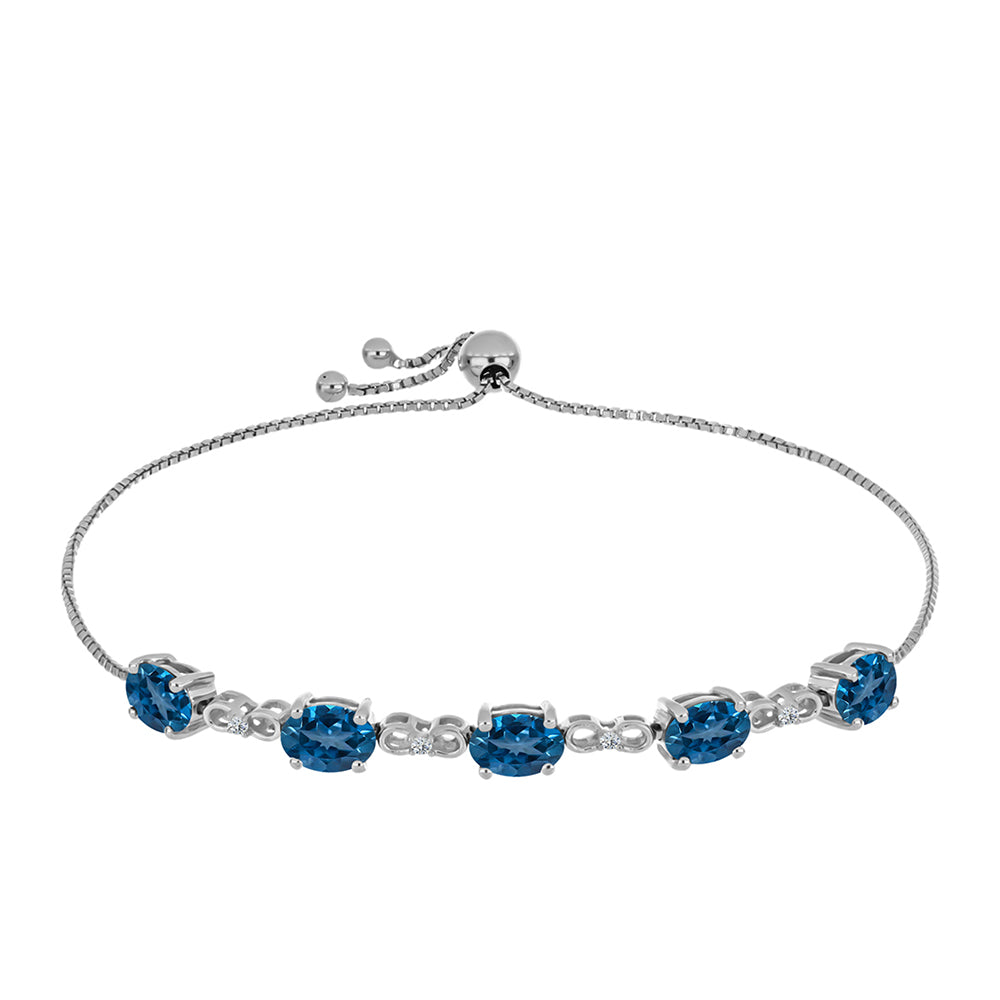 Brățară din Argint 925 ( 4.55 grame ) cu Topaz Albastru ”Londra” și Topaz Alb 4.59 Carate