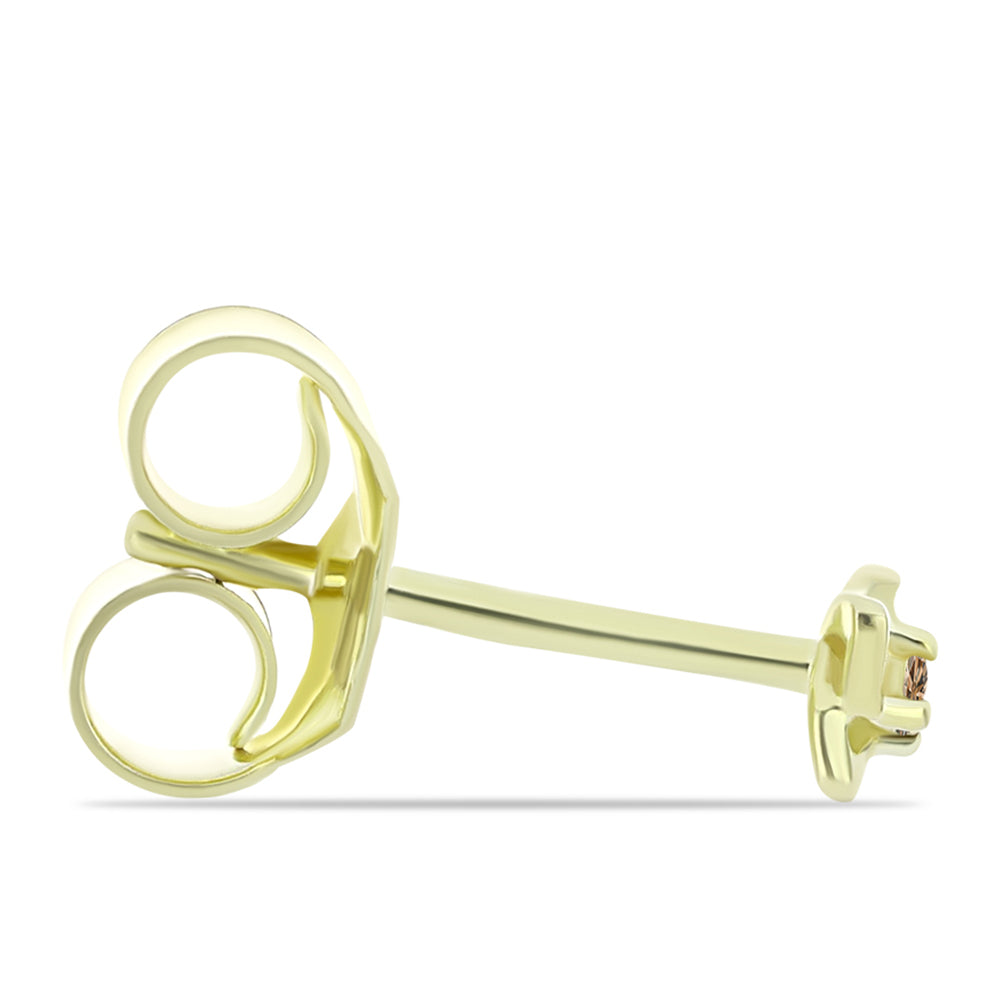 Cercei din Argint 925 Placat cu Aur ( 0.6 grame ) cu Diamant de culoarea Șampaniei 0.02 Carate