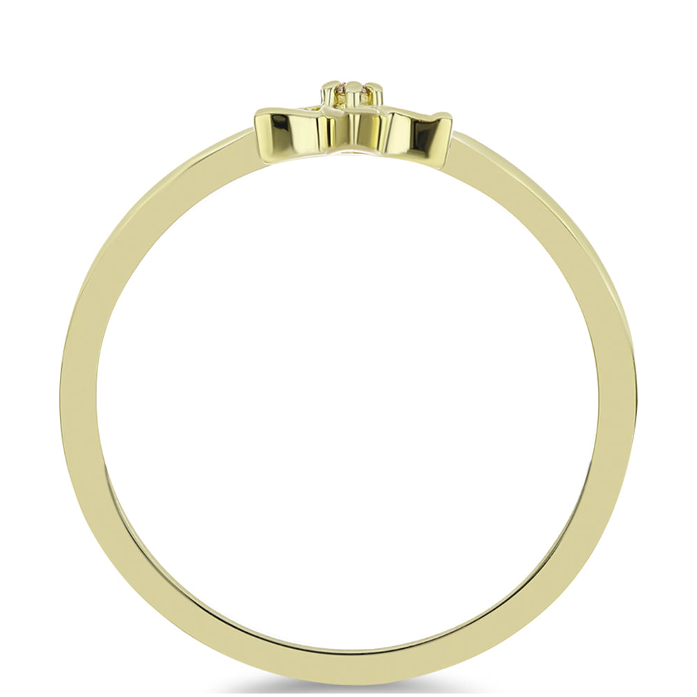 Inel din Argint 925 Placat cu Aur ( 1.68 grame ) cu Diamant de culoarea Șampaniei 0.01 Carate 2 