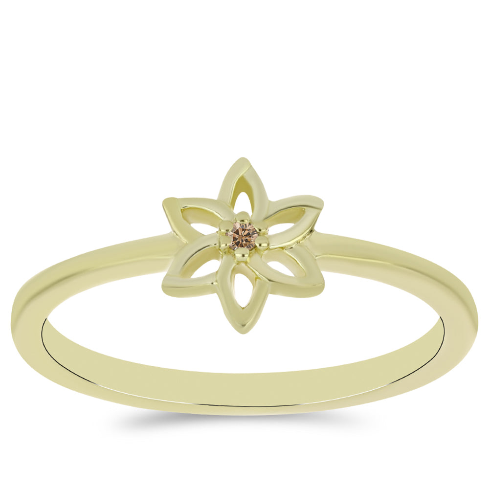 Inel din Argint 925 Placat cu Aur ( 1.68 grame ) cu Diamant de culoarea Șampaniei 0.01 Carate