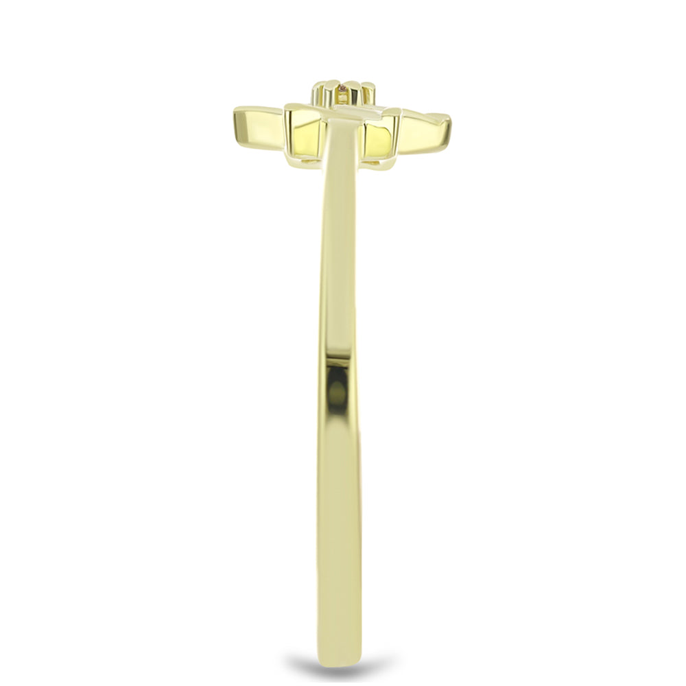 Inel din Argint 925 Placat cu Aur ( 1.68 grame ) cu Diamant de culoarea Șampaniei 0.01 Carate 4 