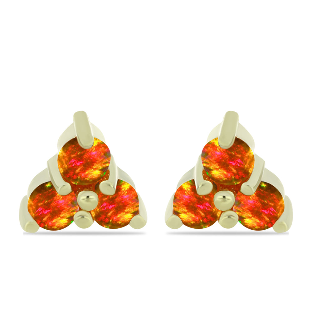 Cercei din Argint 925 Placat cu Aur ( 1.49 grame ) cu Opal de Foc American 0.52 Carate 1 