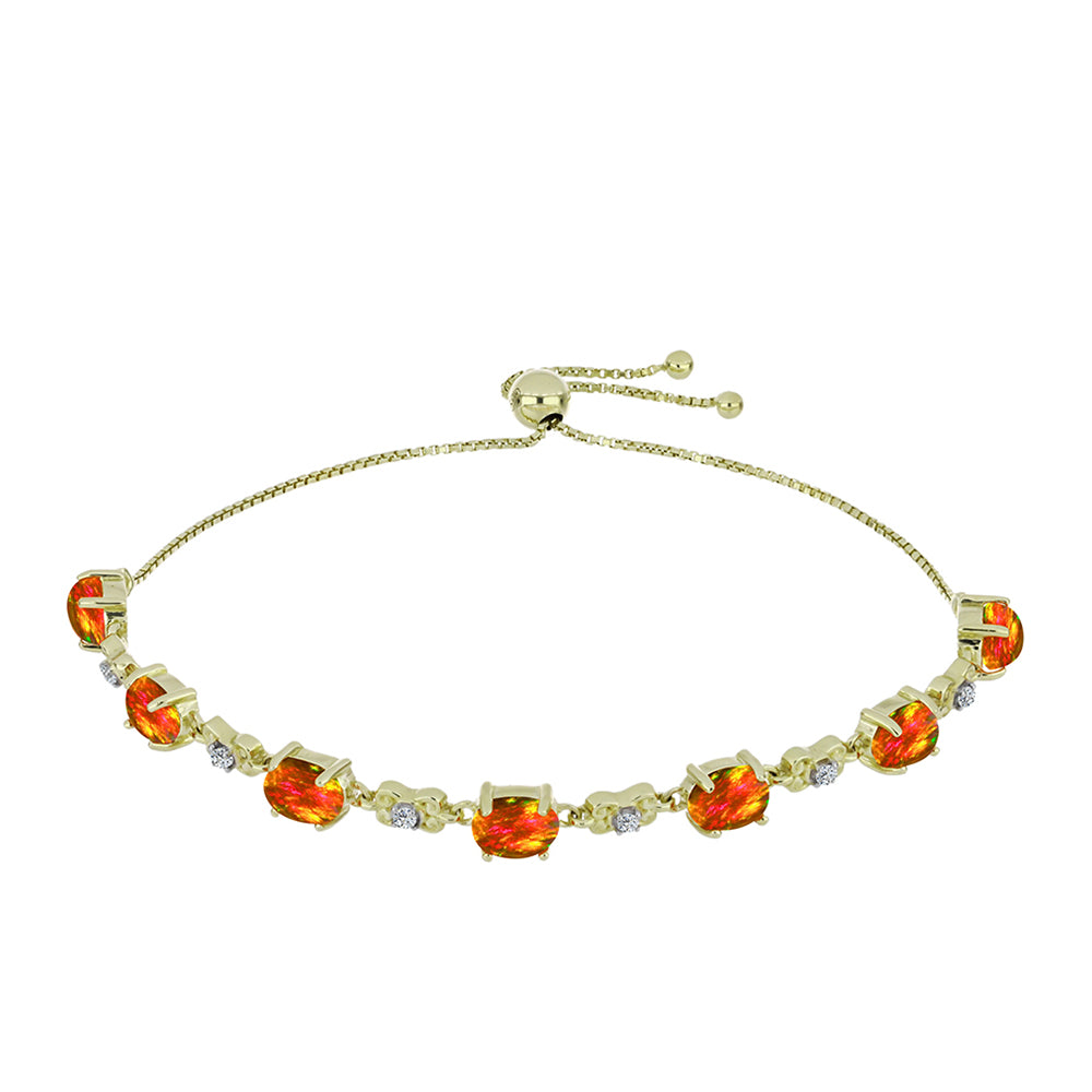 Brățară din Argint 925 Placat cu Aur ( 6.93 grame ) cu Opal de Foc American și Topaz Alb 3.82 Carate 1 