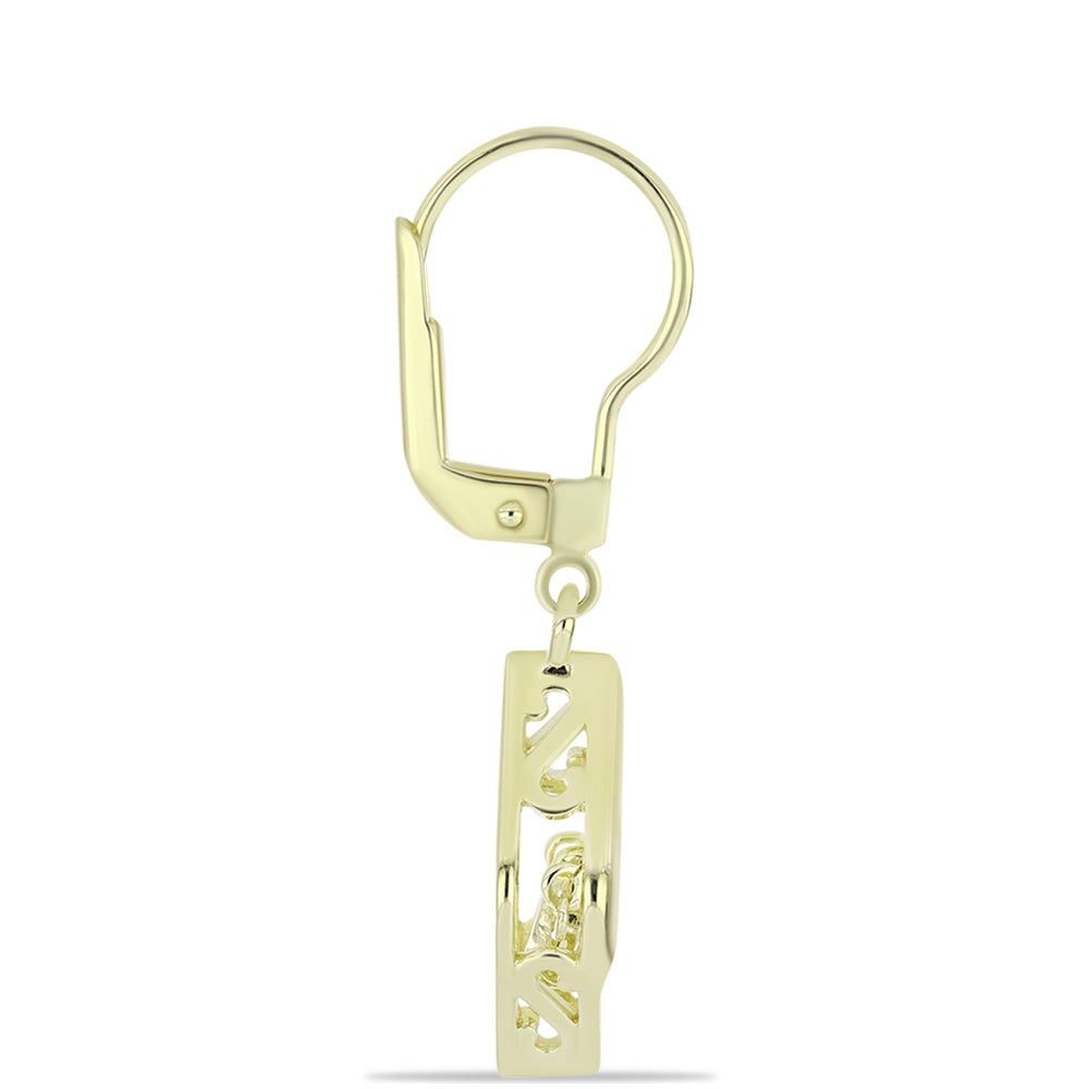 Cercei din Argint 925 Placat cu Aur ( 2.98 grame ) cu Diamant de culoarea Șampaniei 0.01 Carate 2 