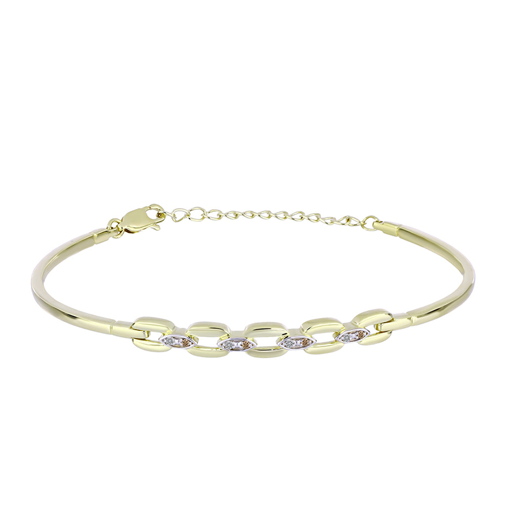 Brățară din Argint 925 Placat cu Aur ( 8.96 grame ) cu Diamant de culoarea Șampaniei și Diamant Alb 0.06 Carate