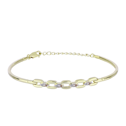 Brățară din Argint 925 Placat cu Aur ( 8.96 grame ) cu Diamant de culoarea Șampaniei și Diamant Alb 0.06 Carate