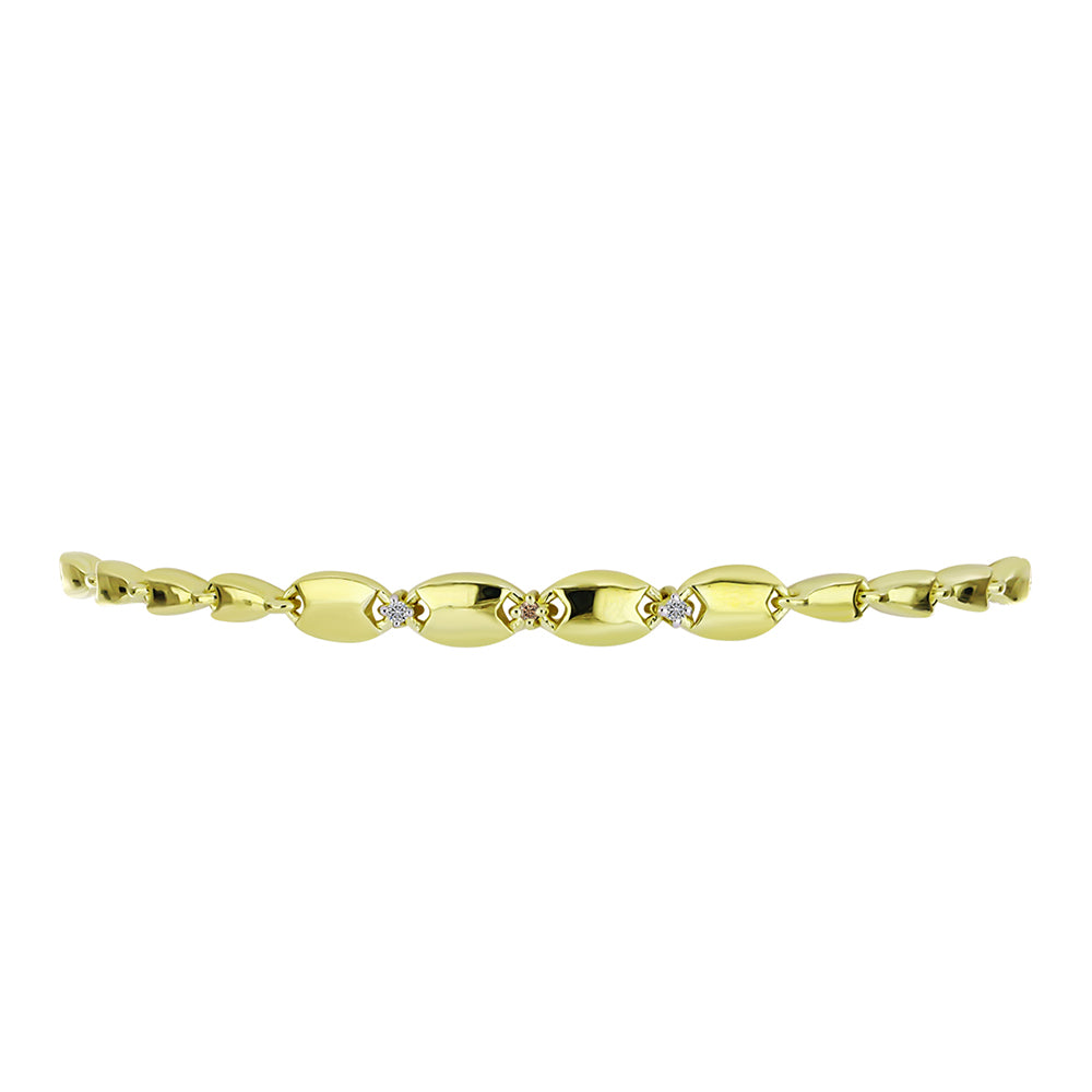 Brățară din Argint 925 Placat cu Aur ( 7.15 grame ) cu Diamant de culoarea Șampaniei și Diamant Alb 0.04 Carate