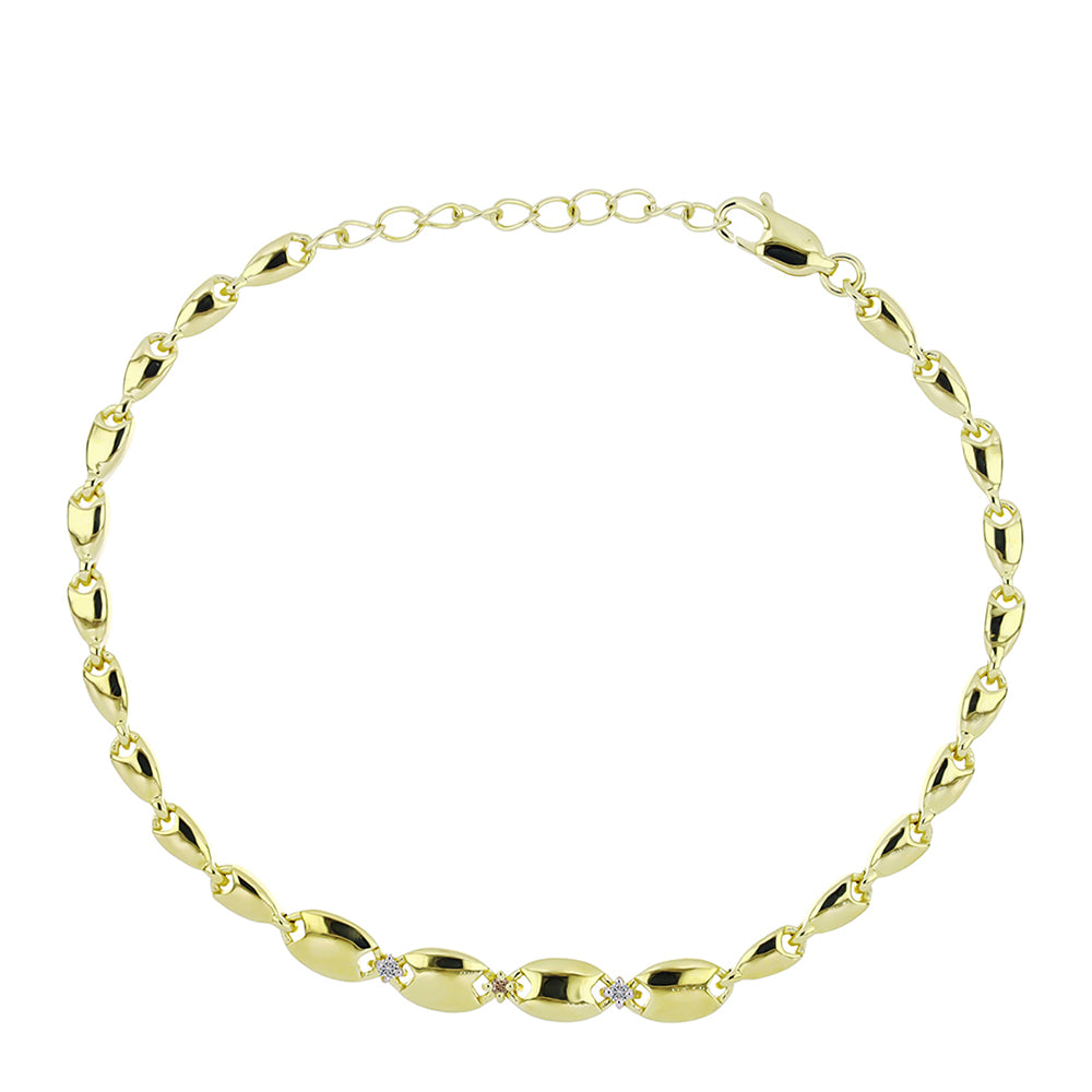 Brățară din Argint 925 Placat cu Aur ( 7.15 grame ) cu Diamant de culoarea Șampaniei și Diamant Alb 0.04 Carate