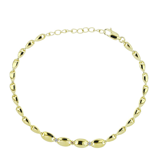 Brățară din Argint 925 Placat cu Aur ( 7.15 grame ) cu Diamant de culoarea Șampaniei și Diamant Alb 0.04 Carate