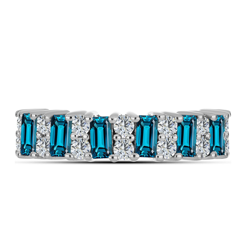 Inel din Argint 925 ( 3.54 grame ) cu Topaz Albastru ”Londra” și Topaz Alb 2.83 Carate