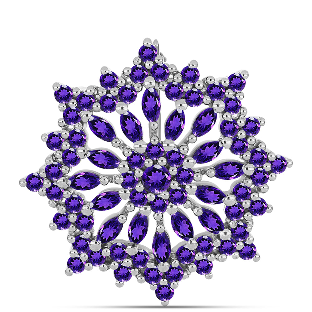 Broşă din Argint 925 ( 6.18 grame ) cu Ametist Marocan și Topaz Alb 3.22 Carate