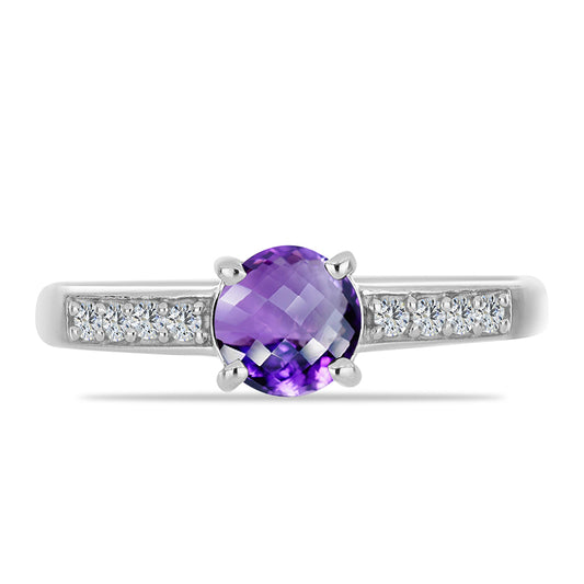 Inel din Argint 925 ( 2.24 grame ) cu Ametist Marocan și Topaz Alb 0.91 Carate