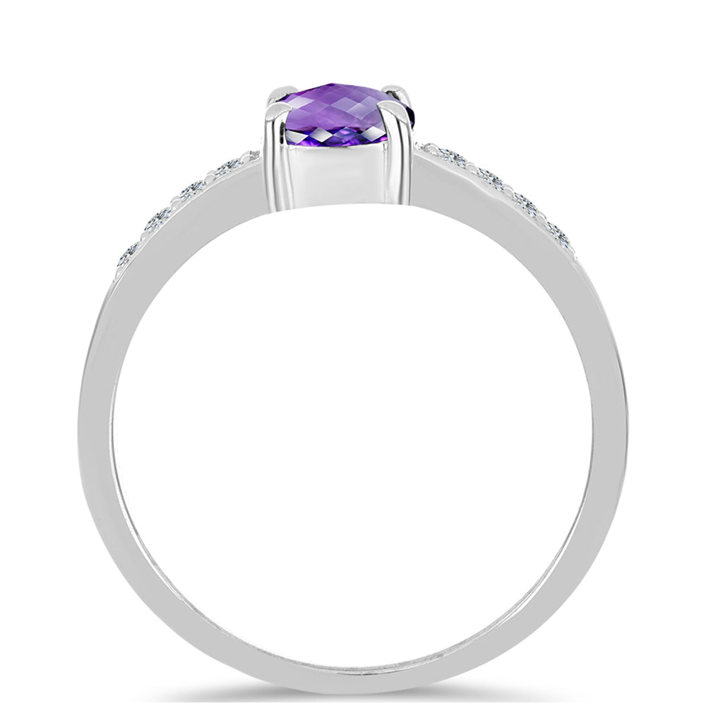 Inel din Argint 925 ( 2.24 grame ) cu Ametist Marocan și Topaz Alb 0.91 Carate