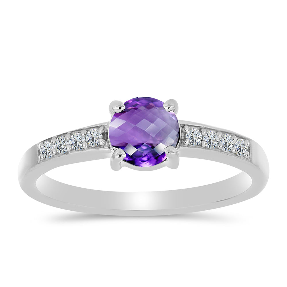 Inel din Argint 925 ( 2.24 grame ) cu Ametist Marocan și Topaz Alb 0.91 Carate