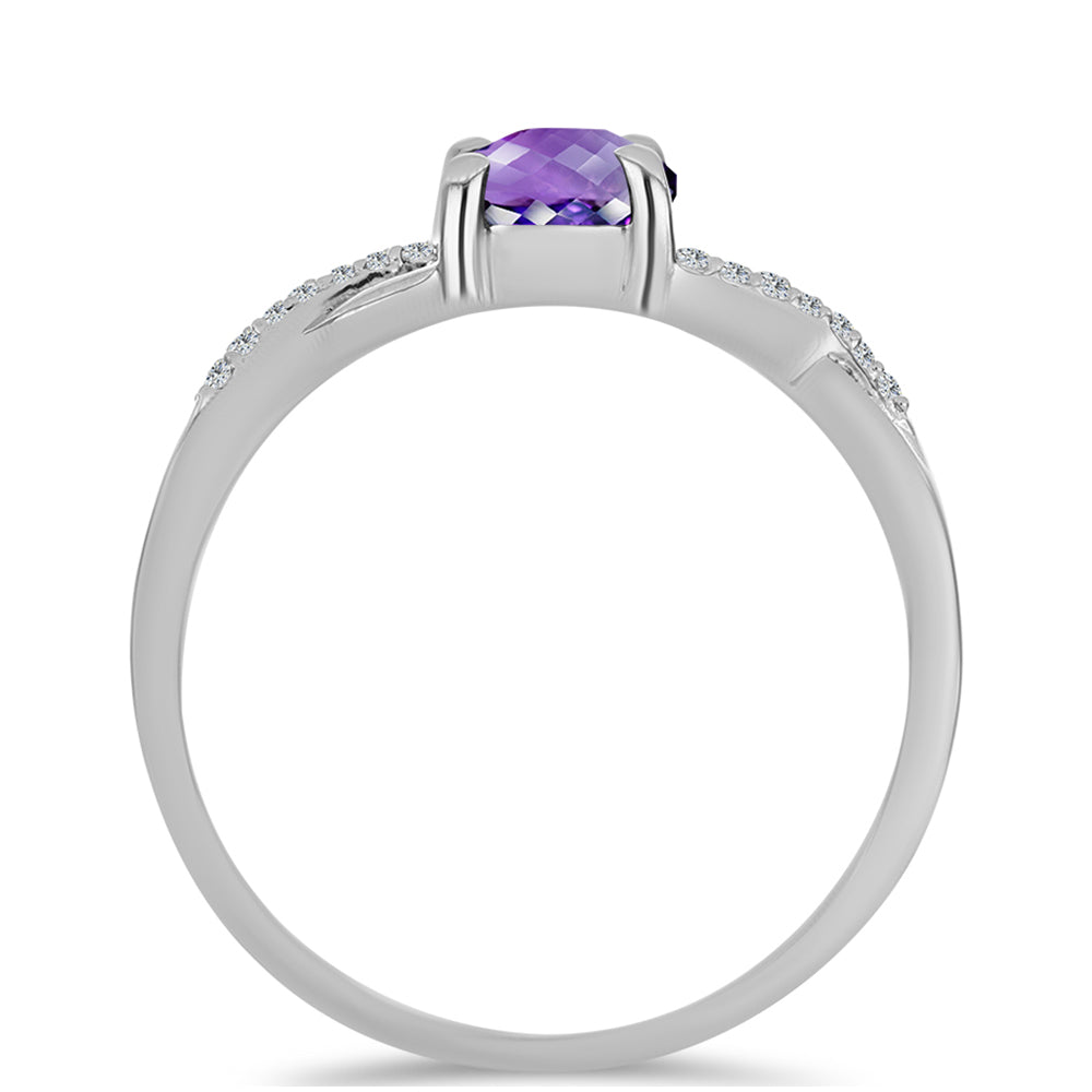 Inel din Argint 925 ( 2.2 grame ) cu Ametist Marocan și Topaz Alb 0.84 Carate