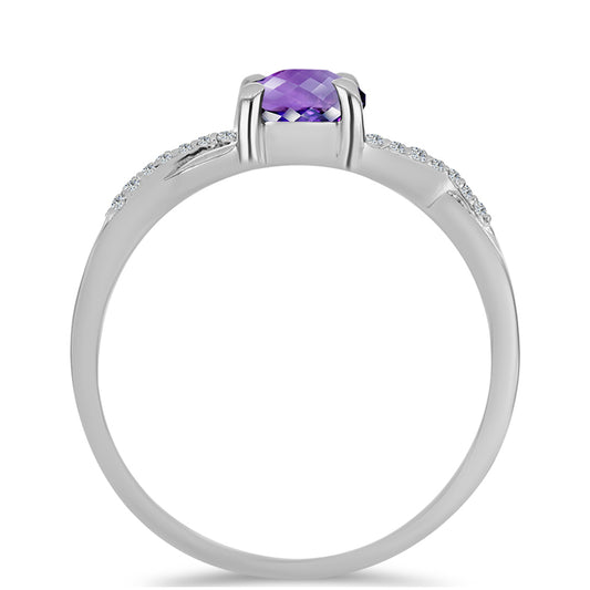 Inel din Argint 925 ( 2.2 grame ) cu Ametist Marocan și Topaz Alb 0.84 Carate