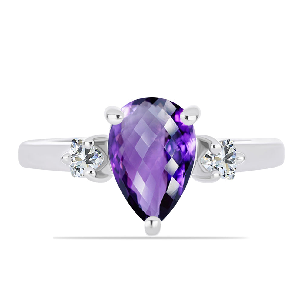 Inel din Argint 925 ( 2.35 grame ) cu Ametist Marocan și Topaz Alb 1.87 Carate 1 
