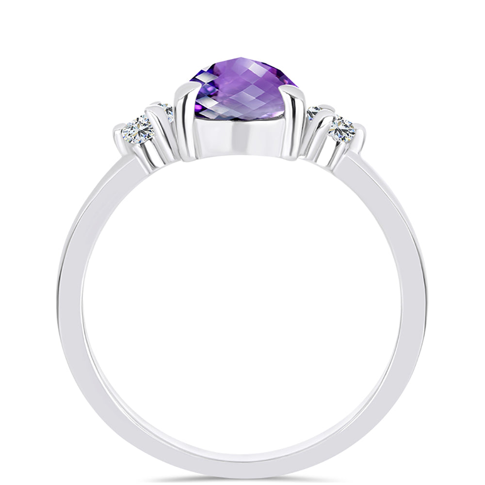 Inel din Argint 925 ( 2.35 grame ) cu Ametist Marocan și Topaz Alb 1.87 Carate