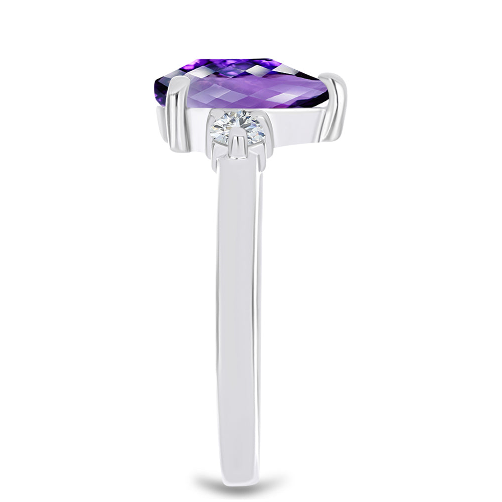 Inel din Argint 925 ( 2.35 grame ) cu Ametist Marocan și Topaz Alb 1.87 Carate